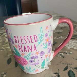 Charming 'Blessed Nana' Floral Mug - Pink and White